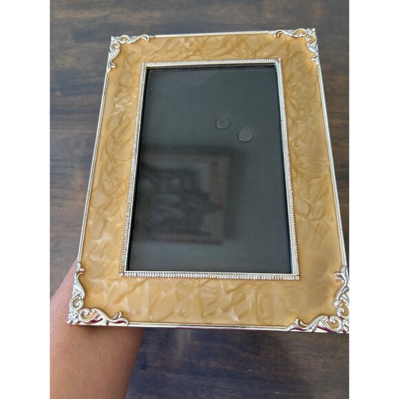 Green Tree Gallery Yellow Enameled and Silver Tone Metal Frame Art Deco - Picture 4 of 7